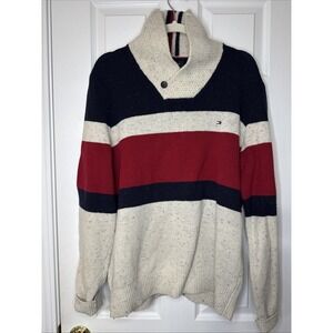 Tommy Hilfiger Shawl Collar Striped Y2K Sweater